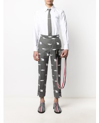 weißes besticktes Langarmhemd von Thom Browne