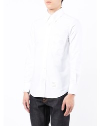 weißes besticktes Langarmhemd von Thom Browne