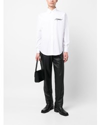 weißes besticktes Langarmhemd von Moschino