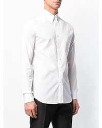 weißes besticktes Langarmhemd von Alexander McQueen