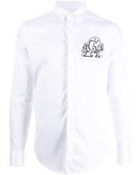 weißes besticktes Langarmhemd von Emporio Armani