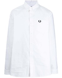 weißes besticktes Langarmhemd von Fred Perry