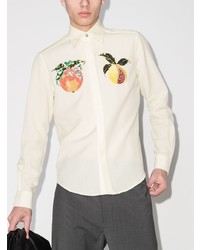 weißes besticktes Langarmhemd von Edward Crutchley