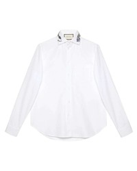 weißes besticktes Langarmhemd von Gucci