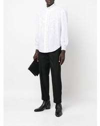 weißes besticktes Langarmhemd von Saint Laurent
