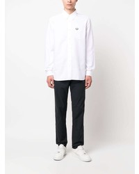 weißes besticktes Langarmhemd von Fred Perry