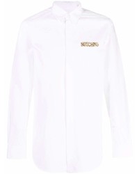 weißes besticktes Langarmhemd von Moschino