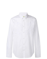 weißes besticktes Langarmhemd von Versace Jeans