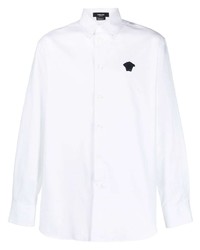 weißes besticktes Langarmhemd von Versace