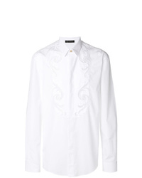 weißes besticktes Langarmhemd von Versace