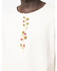 weißes besticktes Langarmshirt mit einer Knopfleiste von Ralph Lauren RRL