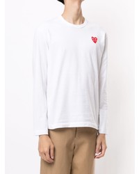 weißes besticktes Langarmshirt von Comme Des Garcons Play