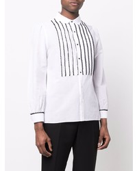 weißes besticktes Langarmshirt von Saint Laurent