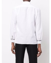 weißes besticktes Langarmshirt von Saint Laurent