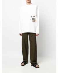 weißes besticktes Langarmshirt von Jil Sander