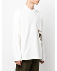 weißes besticktes Langarmshirt von Jil Sander