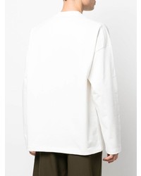 weißes besticktes Langarmshirt von Jil Sander