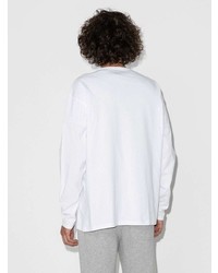 weißes besticktes Langarmshirt von MAISON KITSUNÉ