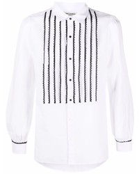 weißes besticktes Langarmshirt von Saint Laurent