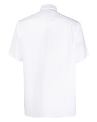 weißes besticktes Leinen Kurzarmhemd von Lacoste