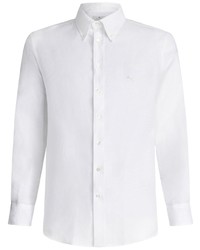 weißes besticktes Leinen Langarmhemd von Etro