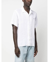 weißes besticktes Leinen Polohemd von Polo Ralph Lauren