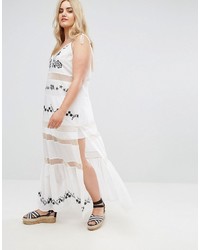 weißes besticktes Maxikleid aus Netzstoff von Asos