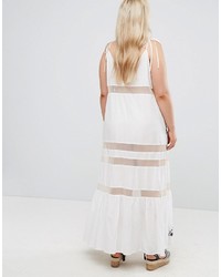 weißes besticktes Maxikleid aus Netzstoff von Asos