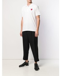 weißes besticktes Polohemd von Comme Des Garcons Play