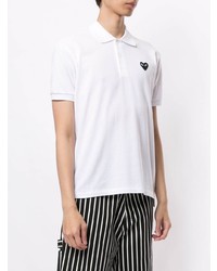 weißes besticktes Polohemd von Comme Des Garcons Play