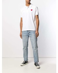 weißes besticktes Polohemd von Comme Des Garcons Play