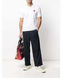 weißes besticktes Polohemd von Comme Des Garcons Play