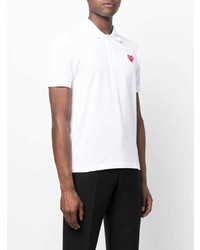 weißes besticktes Polohemd von Comme Des Garcons Play