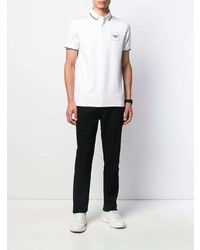 weißes besticktes Polohemd von Emporio Armani