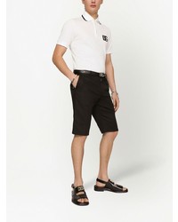 weißes besticktes Polohemd von Dolce & Gabbana