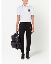 weißes besticktes Polohemd von Dolce & Gabbana