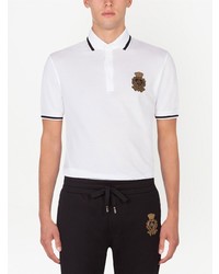 weißes besticktes Polohemd von Dolce & Gabbana