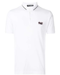 weißes besticktes Polohemd von Dolce & Gabbana