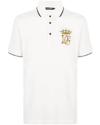 weißes besticktes Polohemd von Dolce & Gabbana