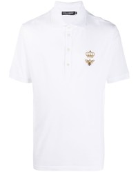 weißes besticktes Polohemd von Dolce & Gabbana