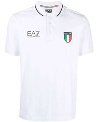 weißes besticktes Polohemd von Ea7 Emporio Armani