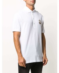 weißes besticktes Polohemd von Dolce & Gabbana