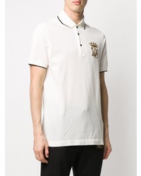 weißes besticktes Polohemd von Dolce & Gabbana