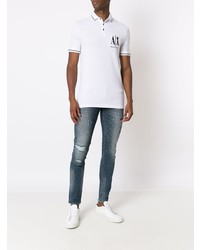 weißes besticktes Polohemd von Armani Exchange