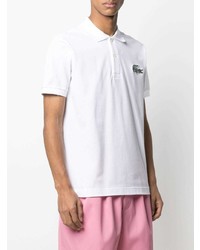 weißes besticktes Polohemd von Lacoste