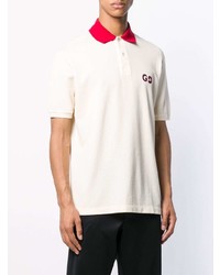 weißes besticktes Polohemd von Gucci