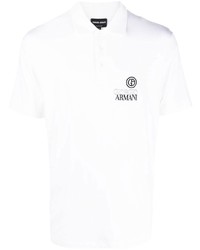 weißes besticktes Polohemd von Giorgio Armani