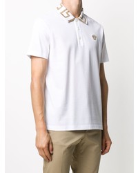 weißes besticktes Polohemd von Versace