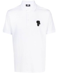 weißes besticktes Polohemd von Karl Lagerfeld
