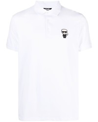 weißes besticktes Polohemd von Karl Lagerfeld
